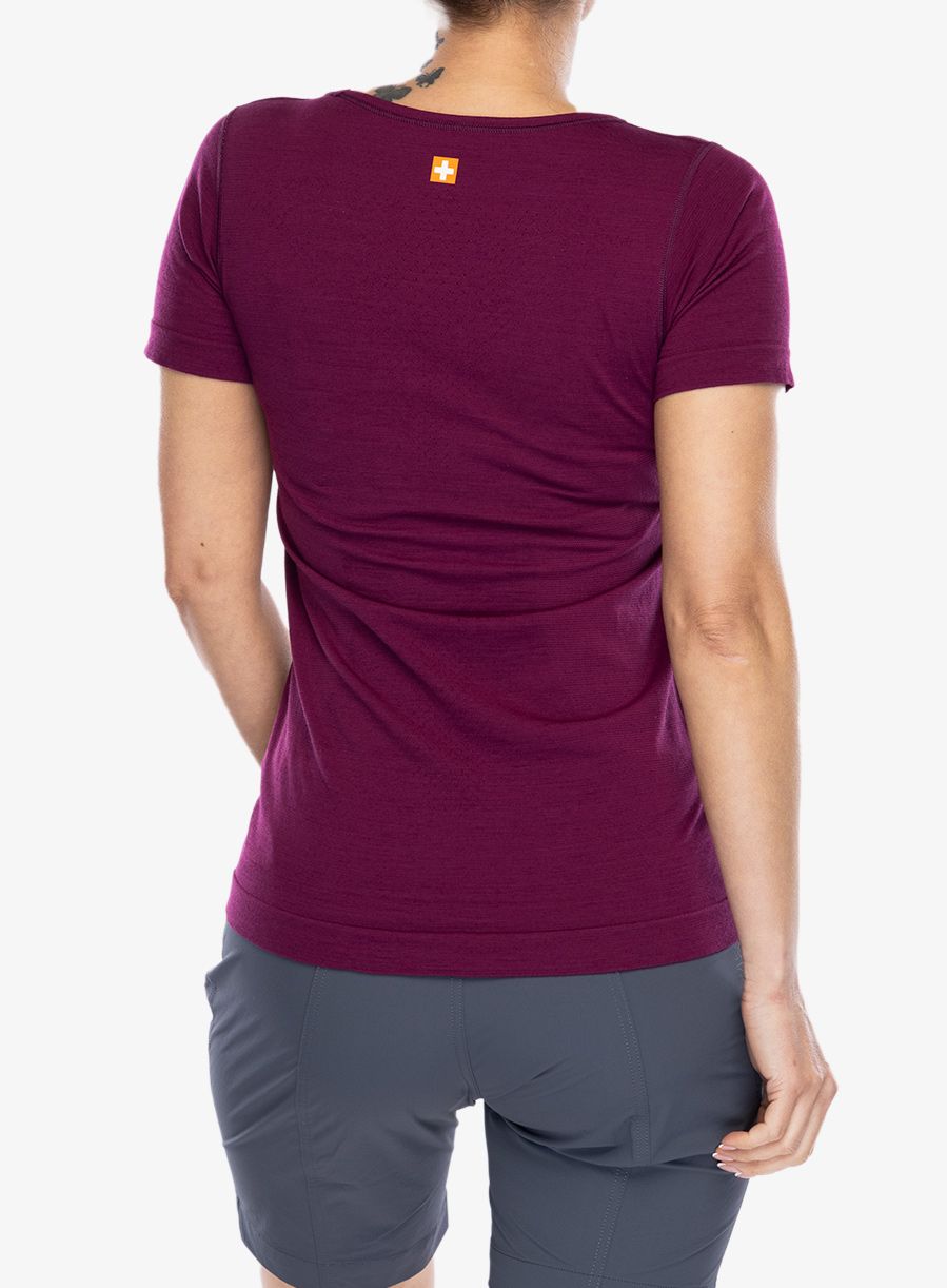 Ženska merino majica Brubeck Outdoor Wool Pro T-Shirt - plum/wolf