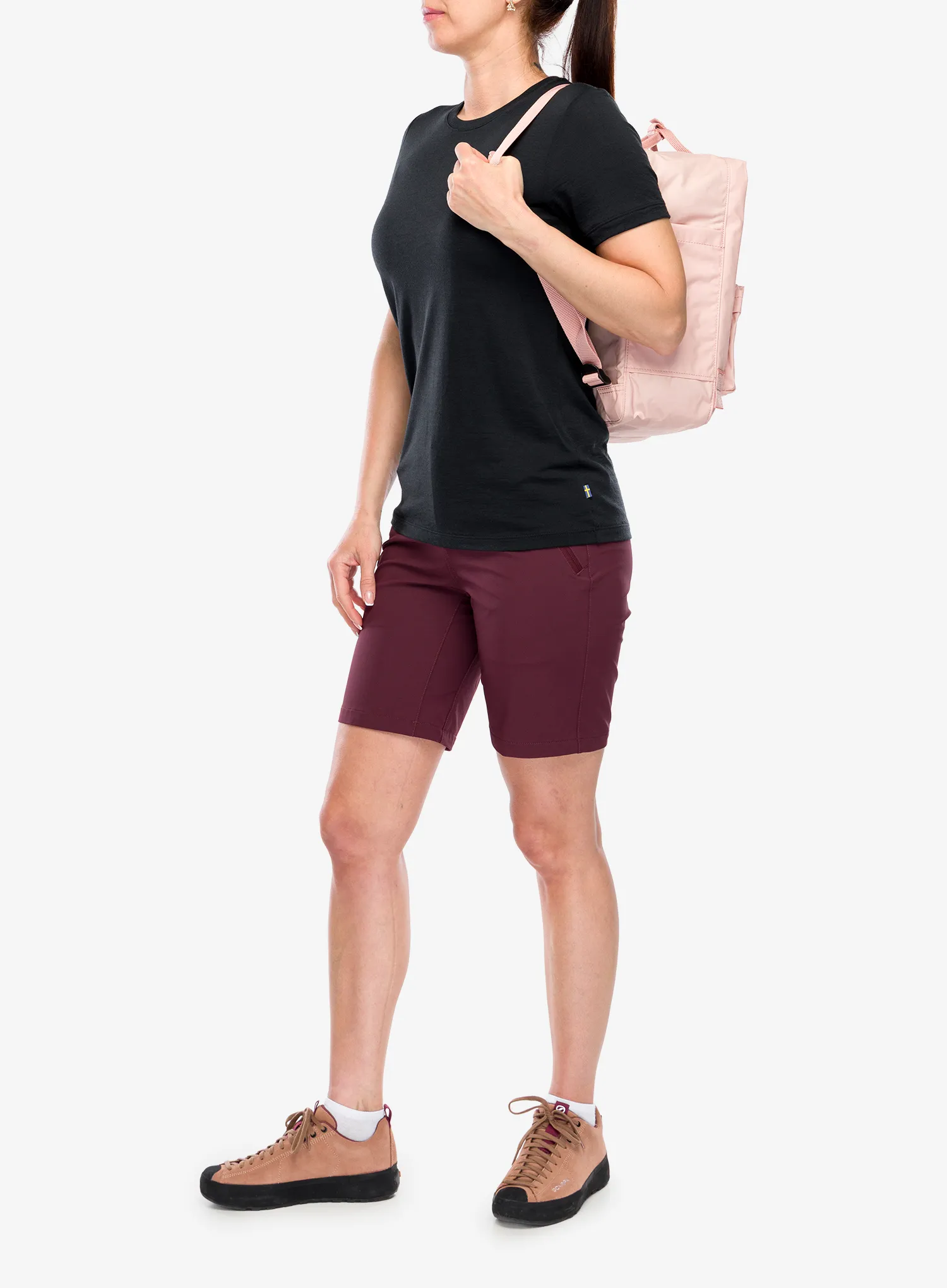 Ženska merino majica Fjallraven Abisko Wool SS - black