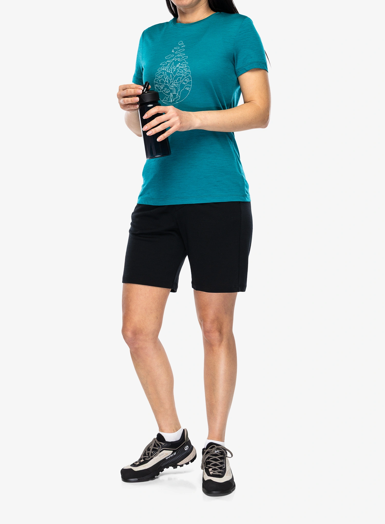 Ženska merino majica Icebreaker Merino 150 Tech Lite III SS Tee Hike Path - tidal teal
