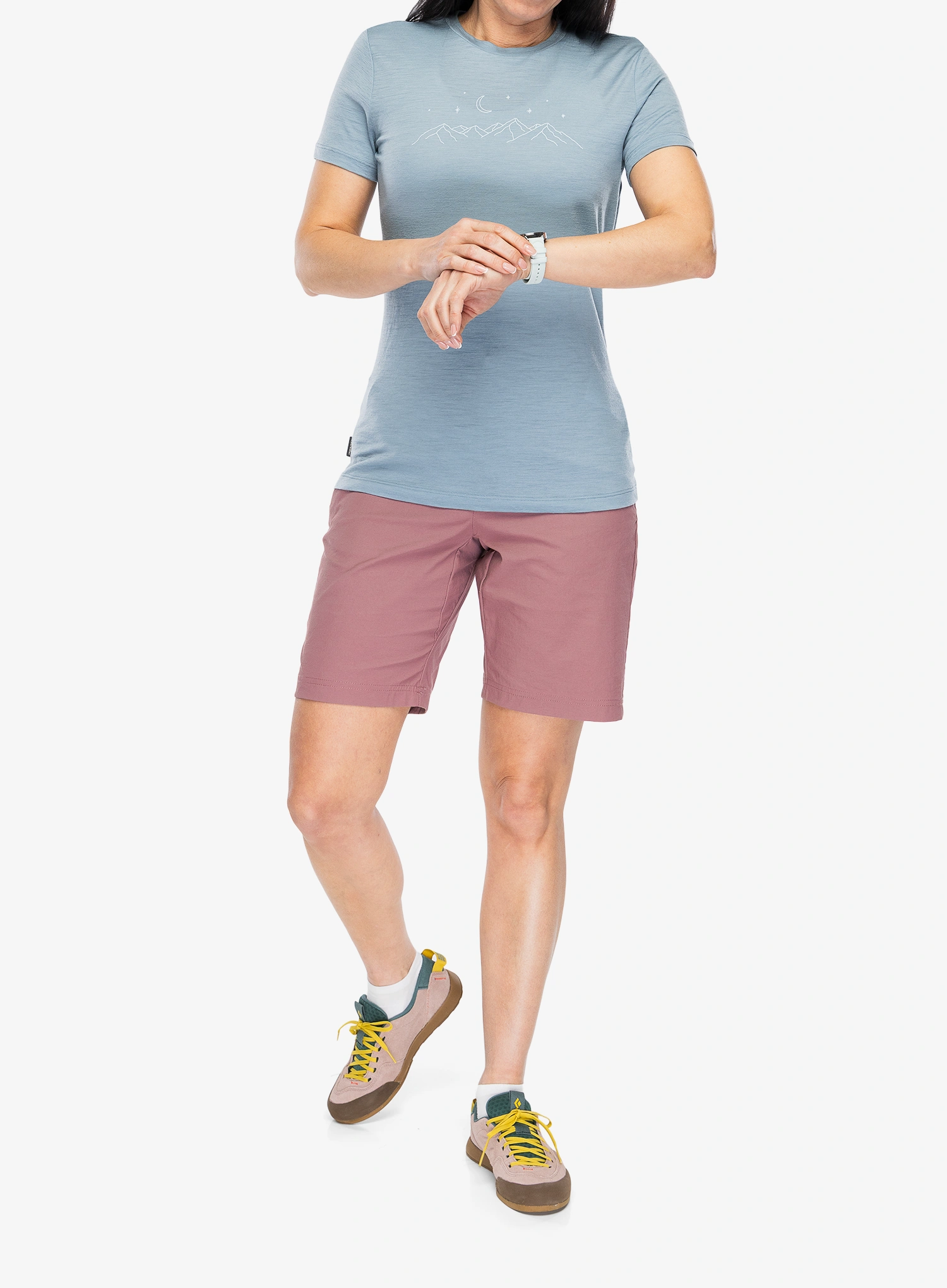 Ženska merino majica Icebreaker Merino 150 Tech Lite SS Tee Sparkling Stars - flint blue