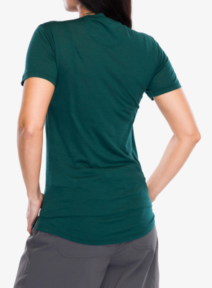 Ženska merino majica Patagonia Cap Cool Merino Graphic Shirt - strata stripe/cascade green