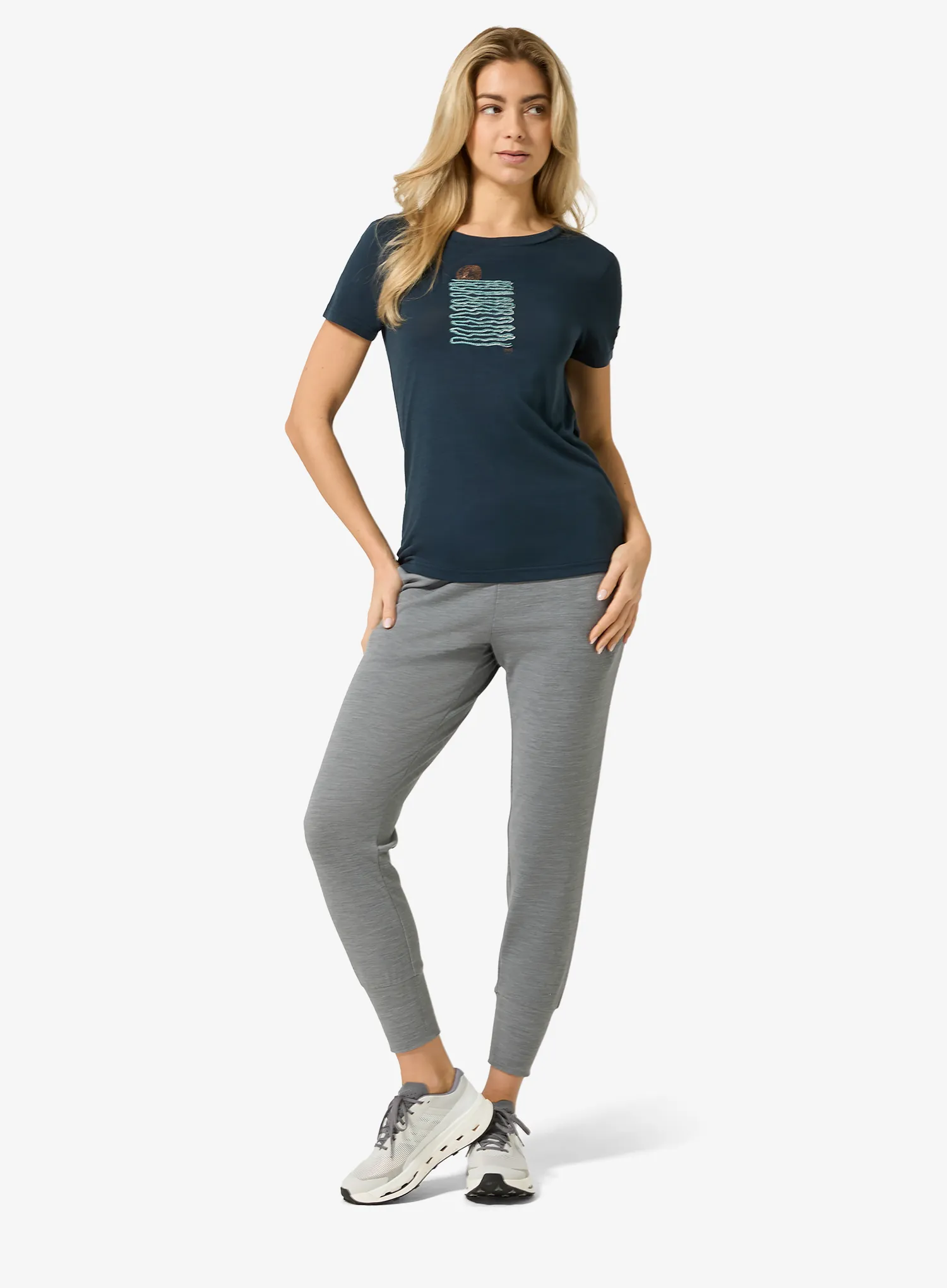 Ženska merino majica Super.natural Sea Line Tee - blueberry/various