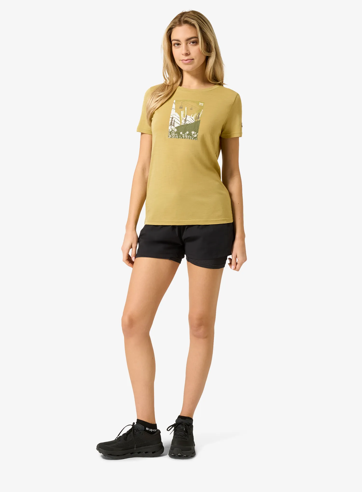 Ženska merino majica Super.natural Summer Gondola Tee - sahara/various