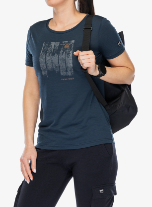 Ženska merino majica Super.natural Wonder Wald Tee - blueberry/various