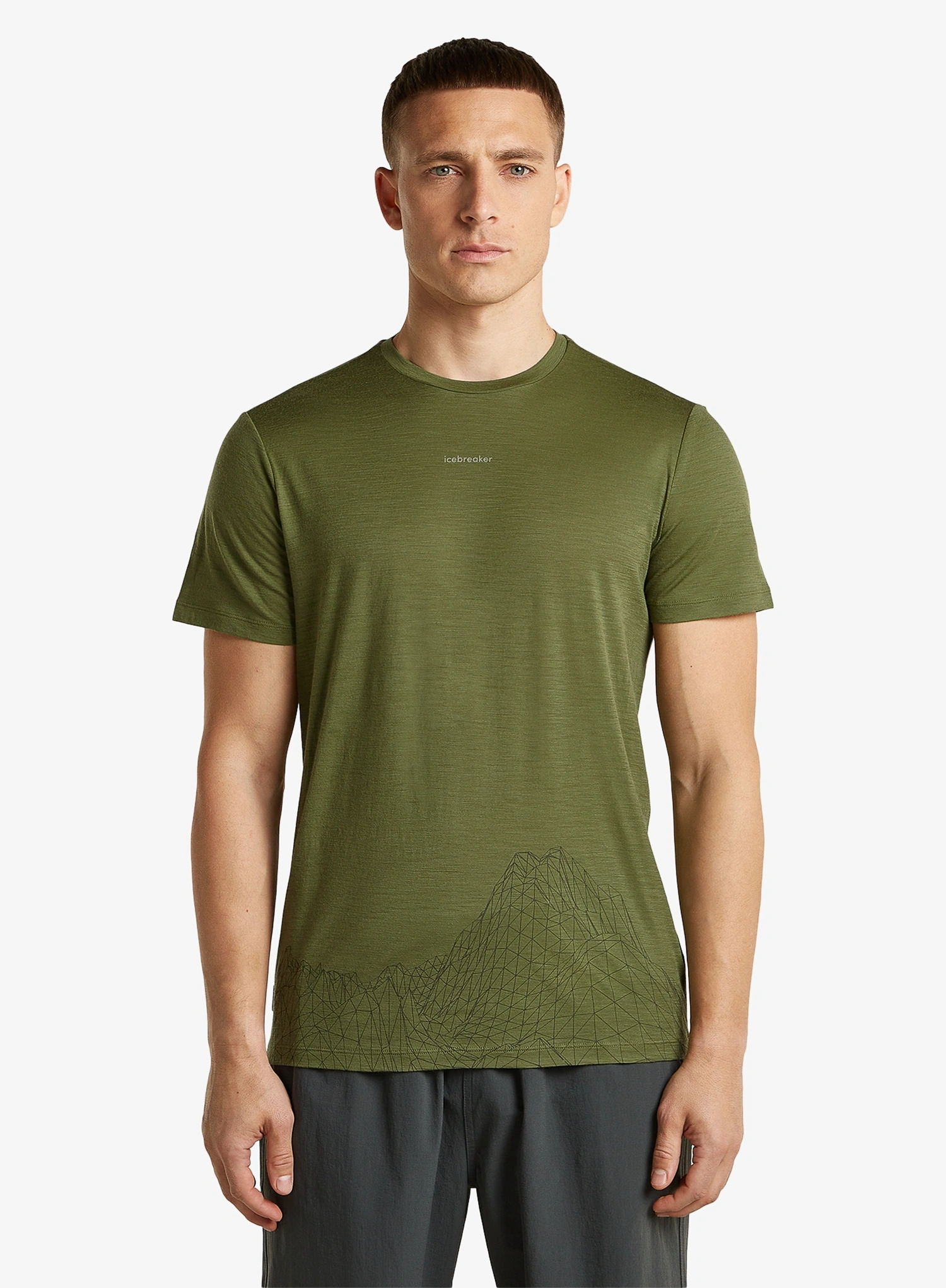 Merino majica Icebreaker Merino 150 Tech Lite SS Tee 3D Mapping - sphagnum
