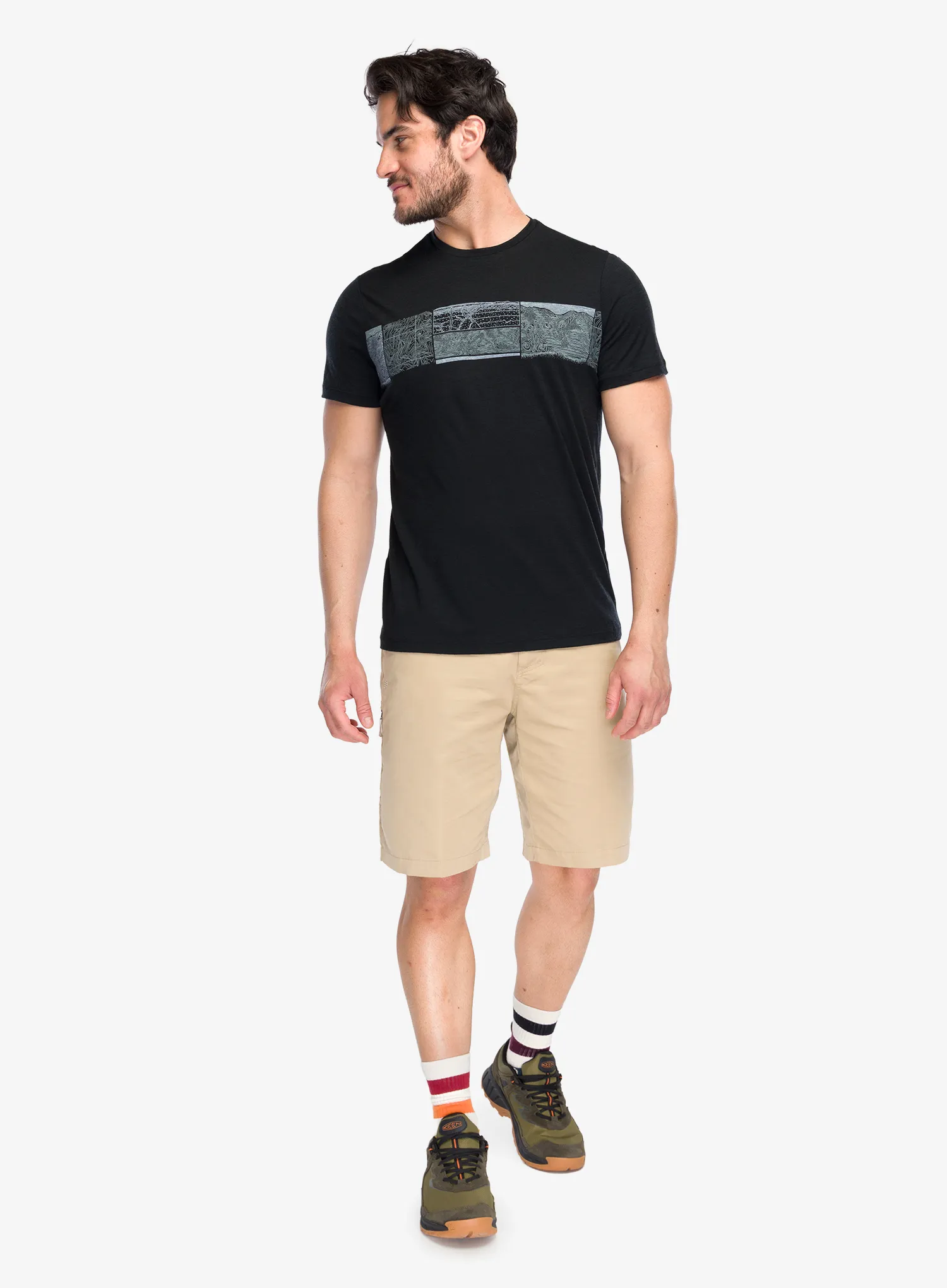 Merino majica Icebreaker Merino 150 Tech Lite SS Tee Elevation Line - black