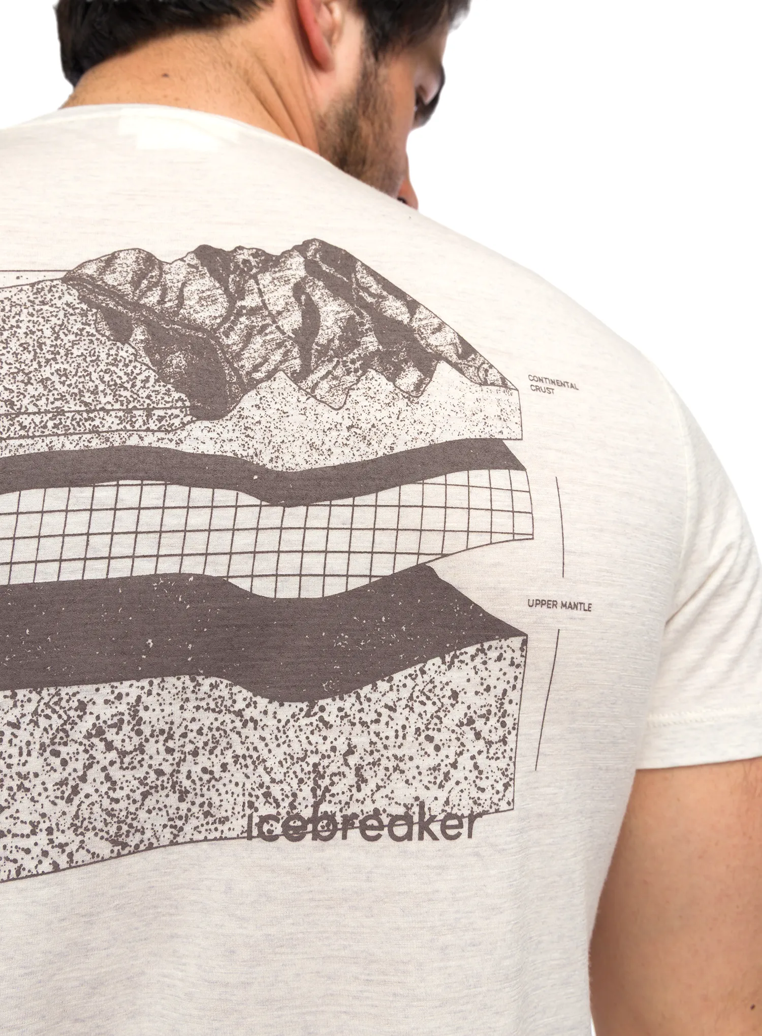 Merino majica Icebreaker Merino 150 Tech Lite SS Tee Evolving Layers - ecru hthr