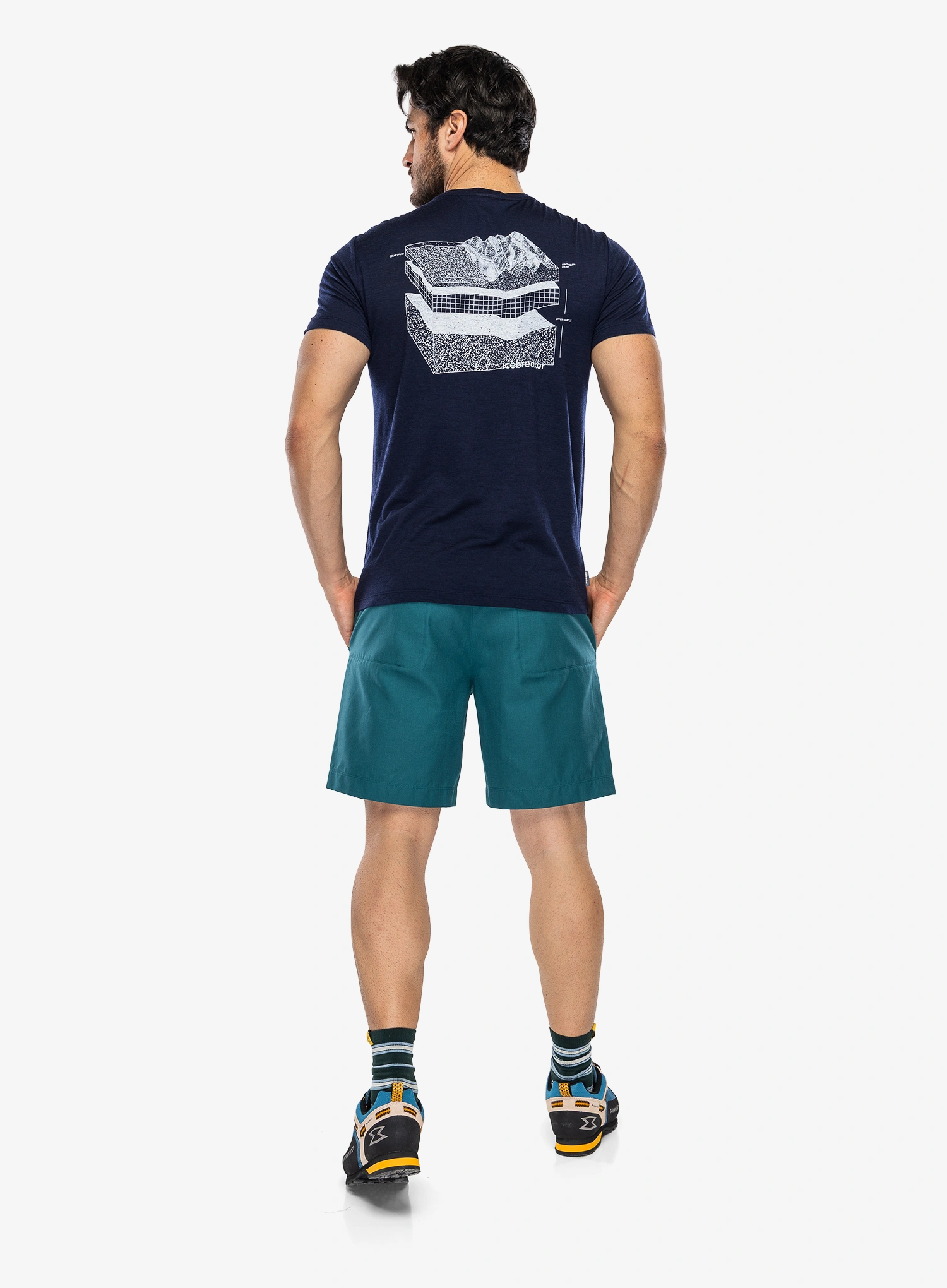 Merino majica Icebreaker Merino 150 Tech Lite SS Tee Evolving Layers - midnight navy