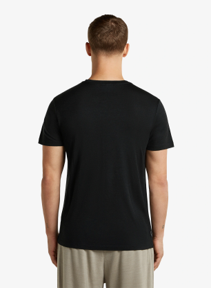 Merino majica Icebreaker Merino 150 Tech Lite SS Tee Range Stripes - black