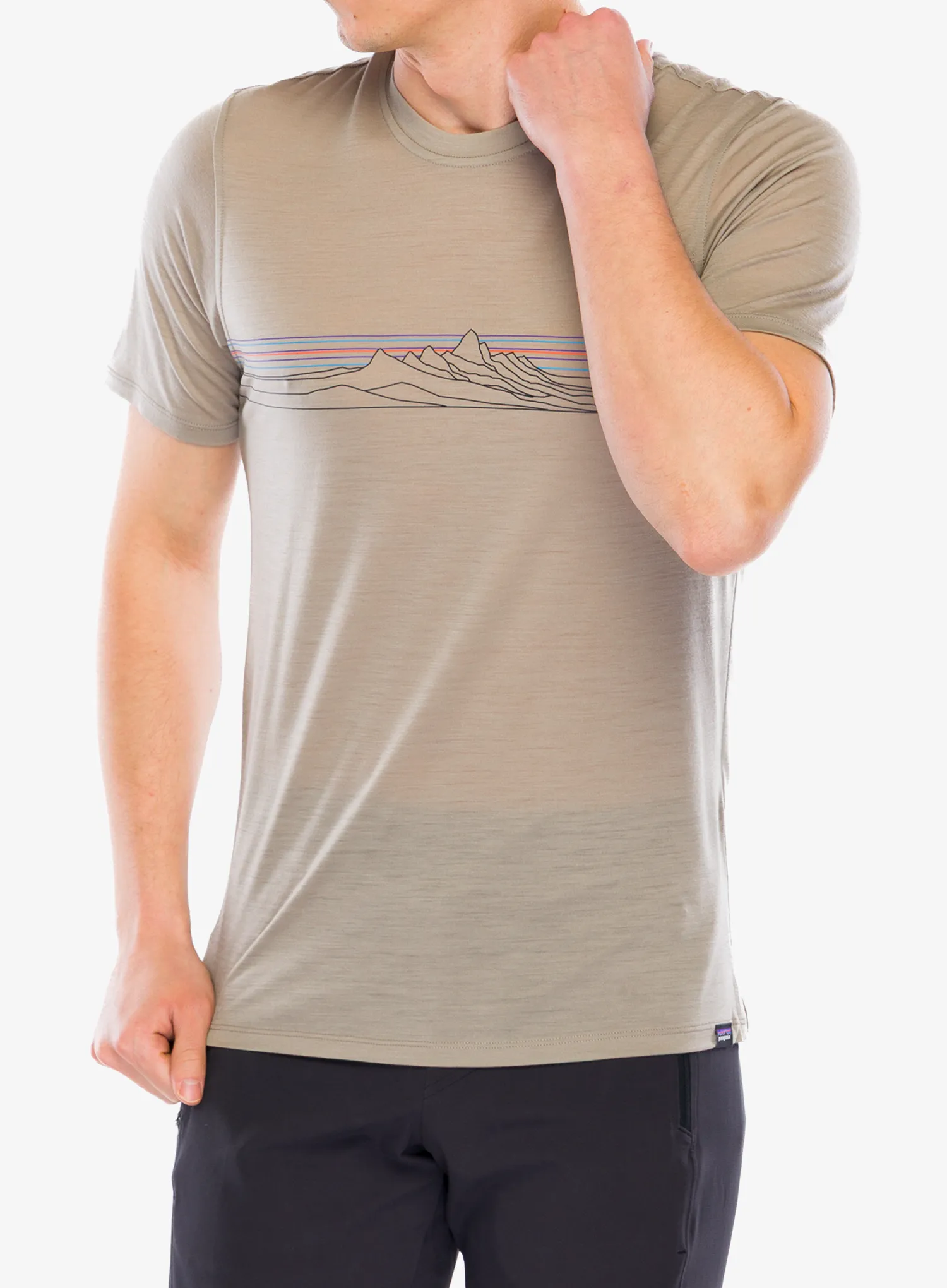 Merino majica Patagonia Cap Cool Merino Graphic Shirt - strata stripe/seabird grey