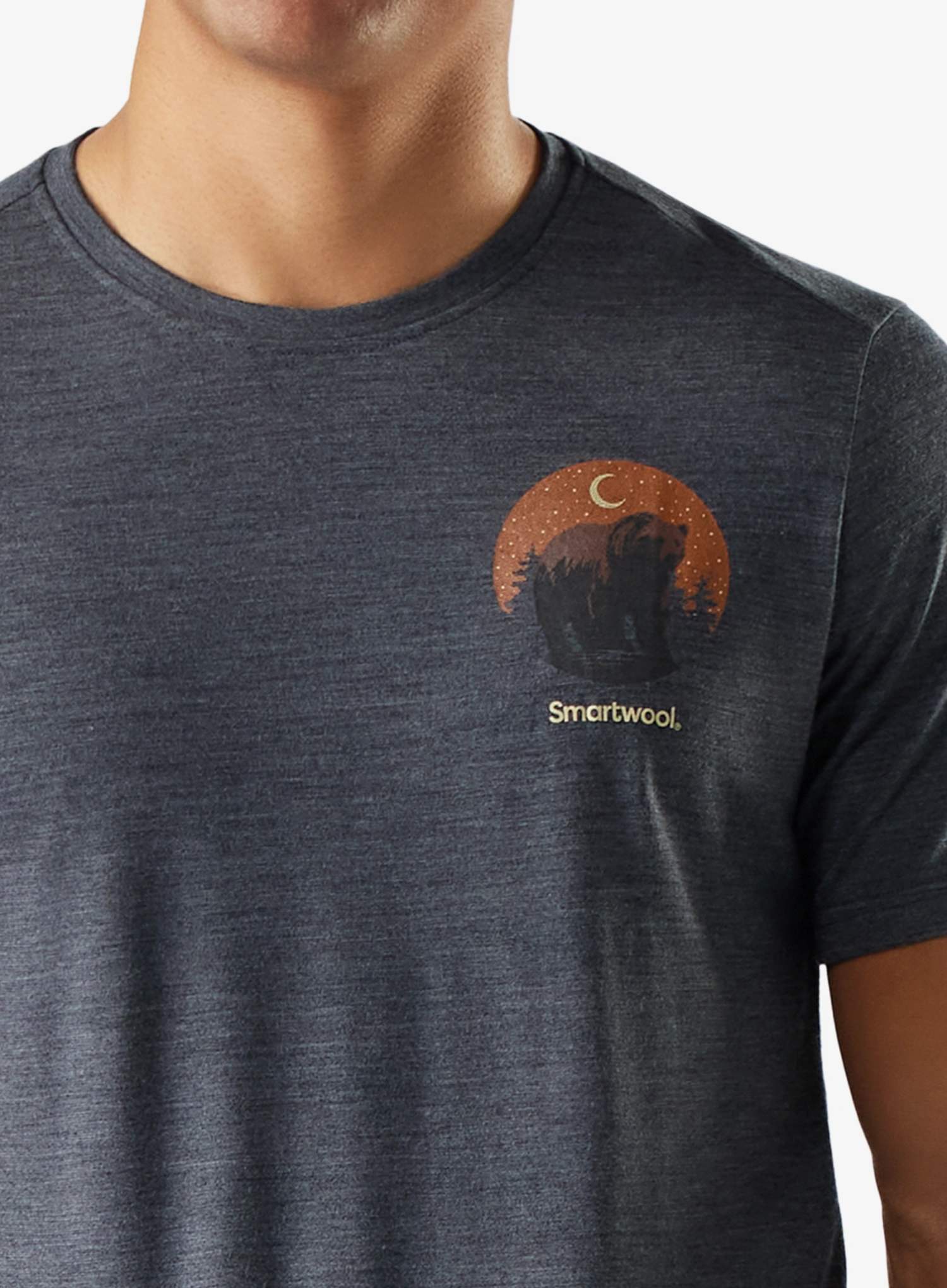 Merino majica Smartwool Lunar Bear Active Short Sleeve Graphic Tee - charcoal heather