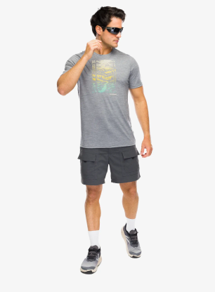 Merino majica Smartwool Winding Trail Active Short Sleeve Graphic Tee - light gray heather
