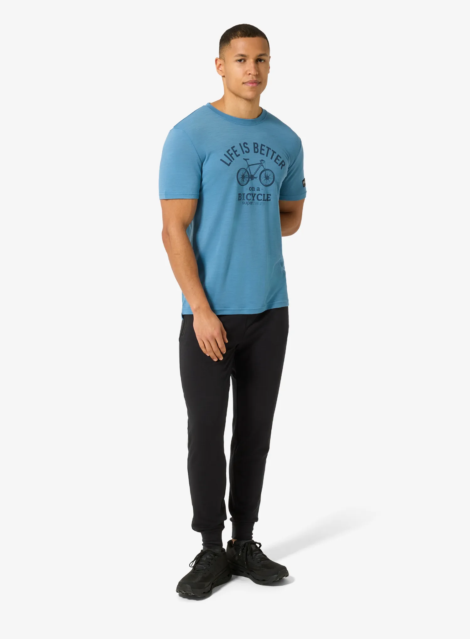 Merino majica Super.natural Better Bike Tee - blue heaven/ocean blue