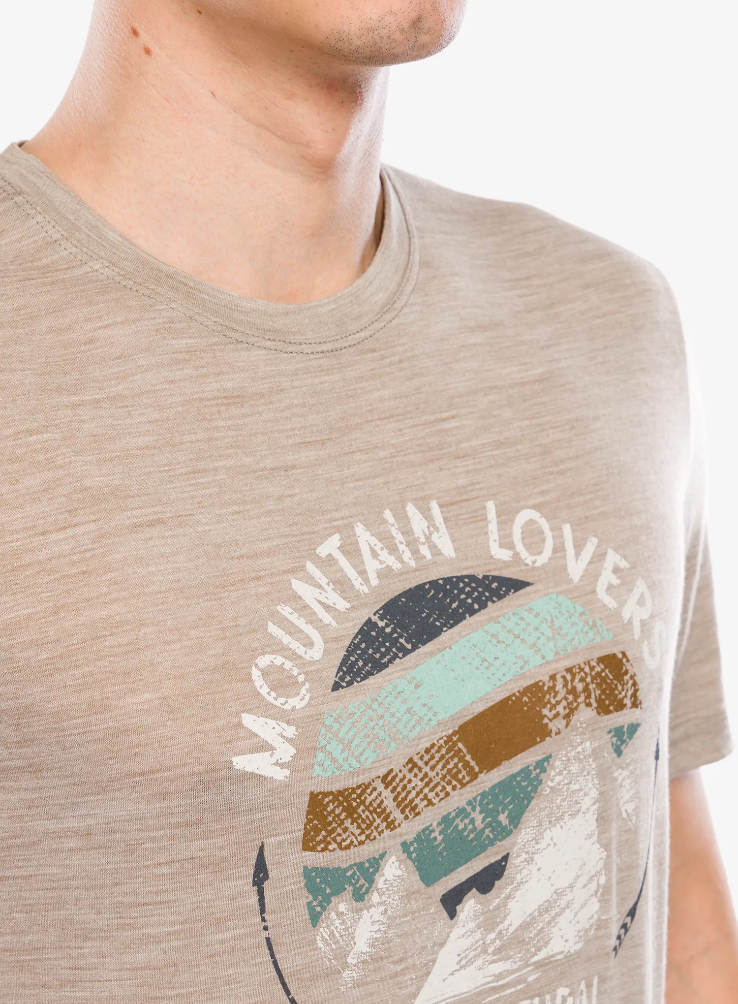 Merino majica Super.natural Northern Lights Tee - vintage khaki melange/various