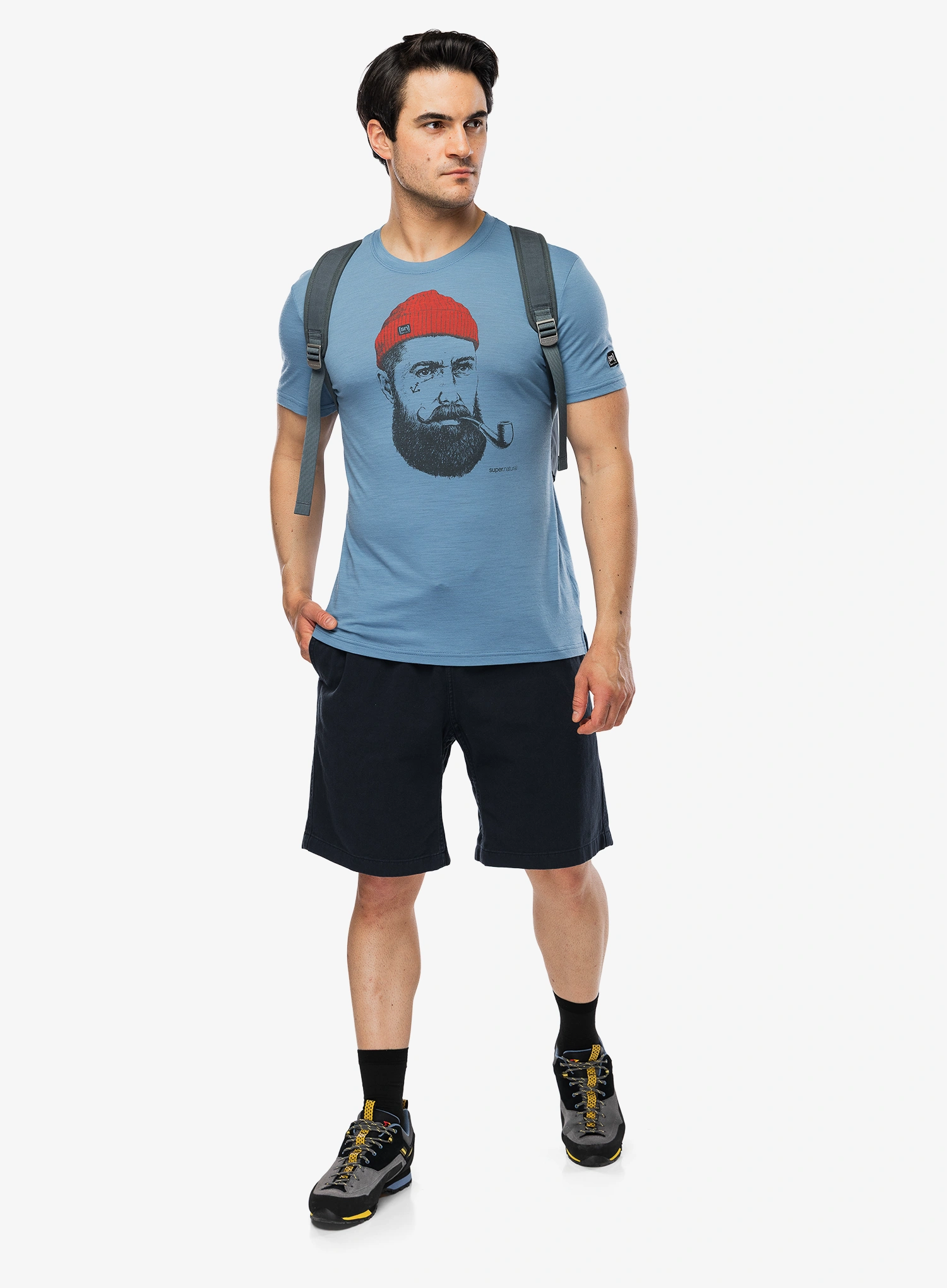 Merino majica Super.natural Sn Sailor Tee - ble heaven/dark mel/h.risk red