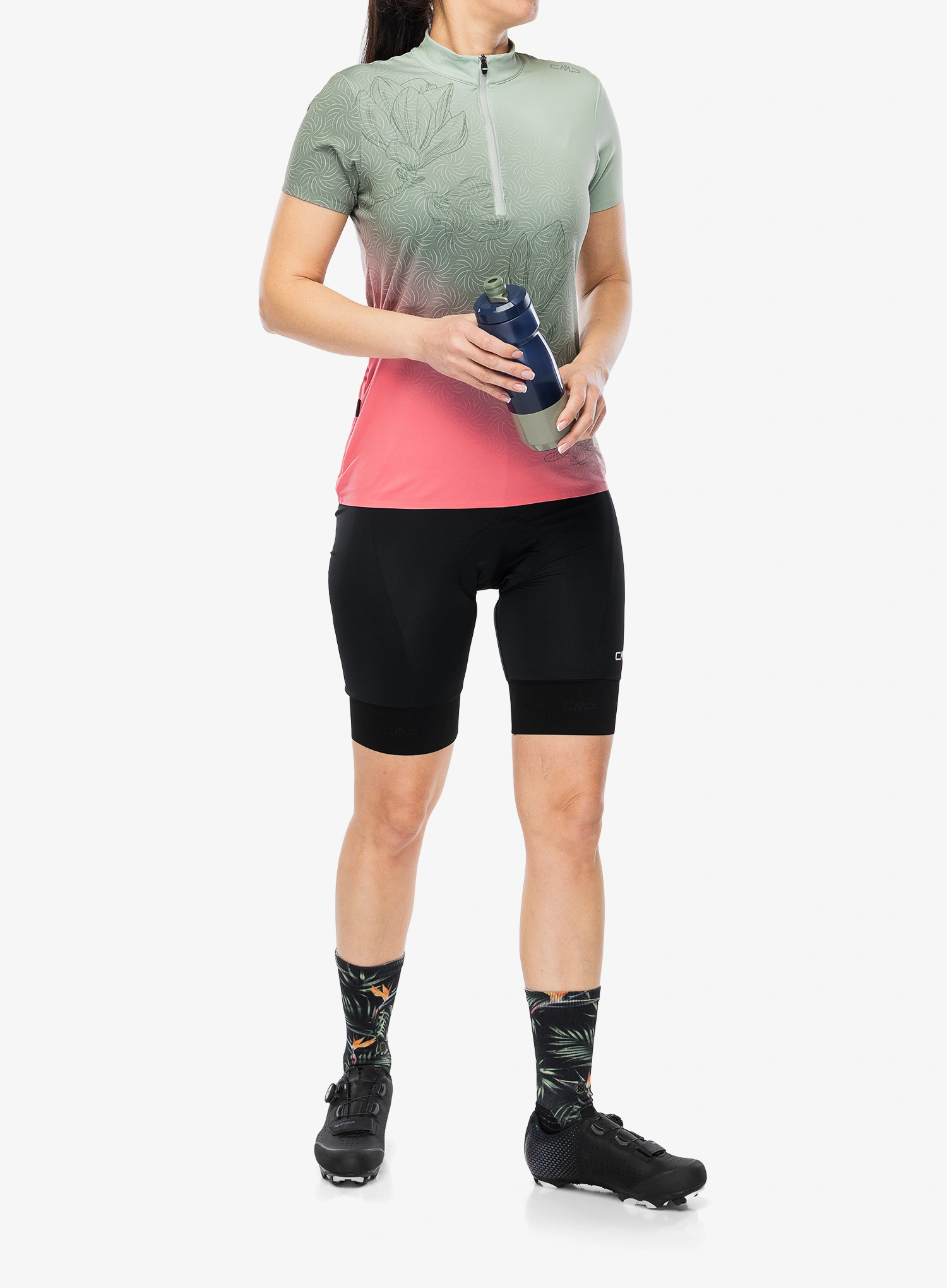 Ženska kolesarska majica CMP Talya T-Shirt - pistacchio/coral
