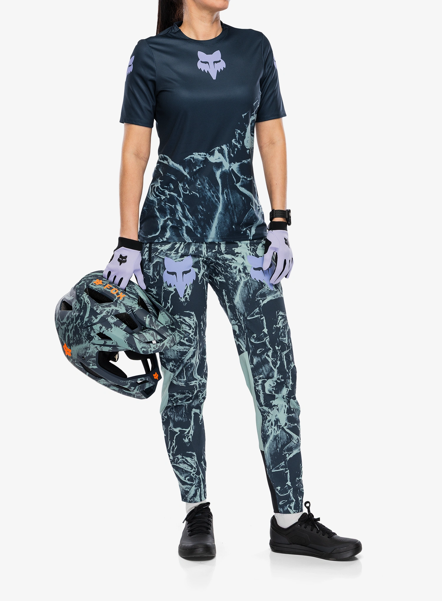 Ženska kolesarska majica Fox Ranger SS Jersey Img Print - arctic blue