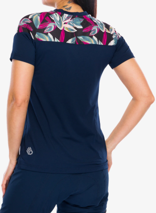Ženska kolesarska majica Sensor Helium Jersey S/S - deep blue/leaves