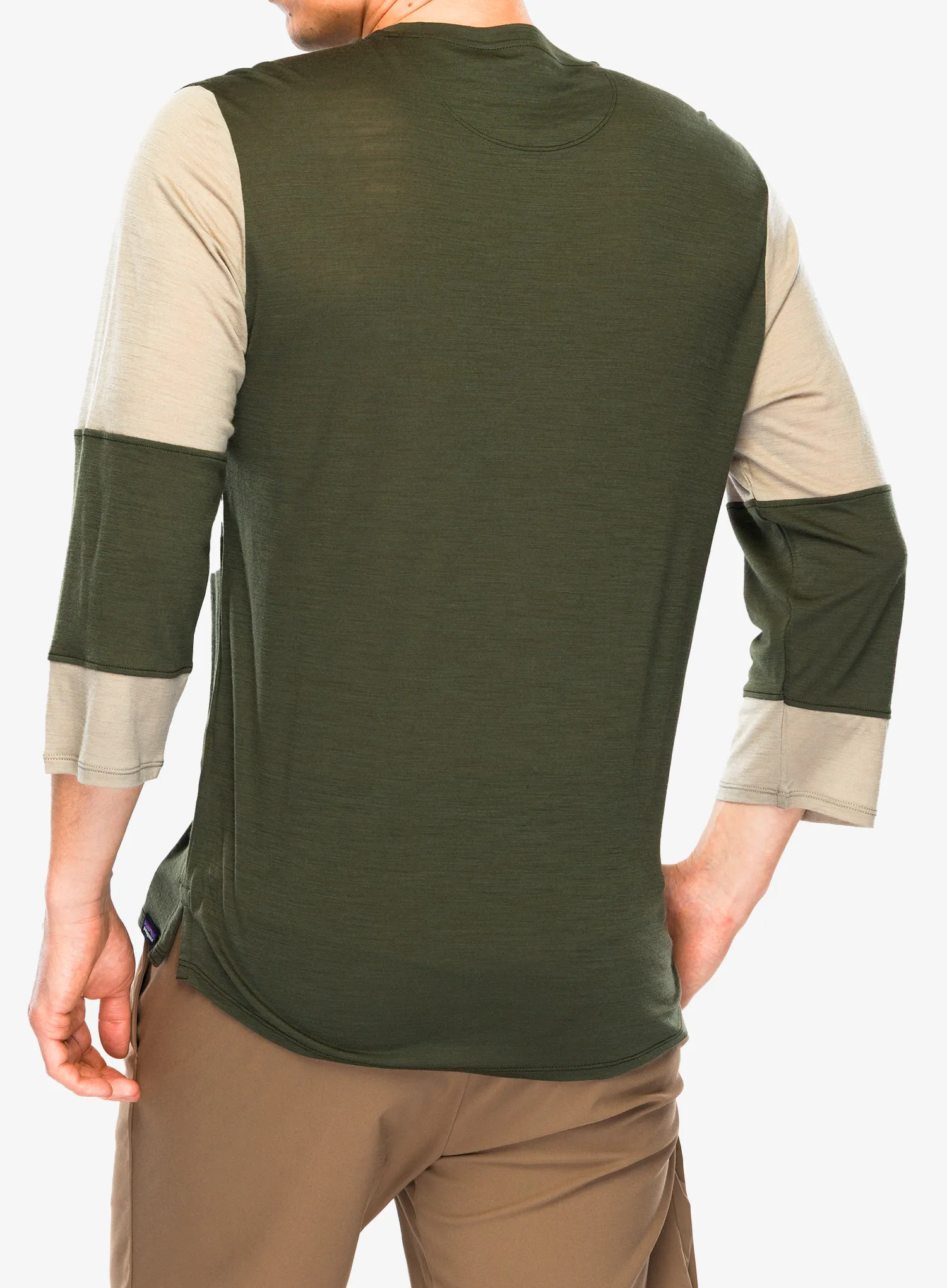 Kolesarska majica Patagonia Merino 3/4 Sleeve Bike Jersey - pine needle green