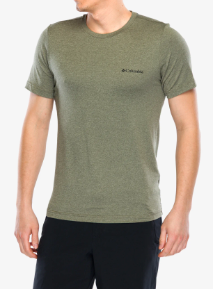 Športna majica Columbia Kwick Hike Back Graphic S/S Tee - green heather/view multi