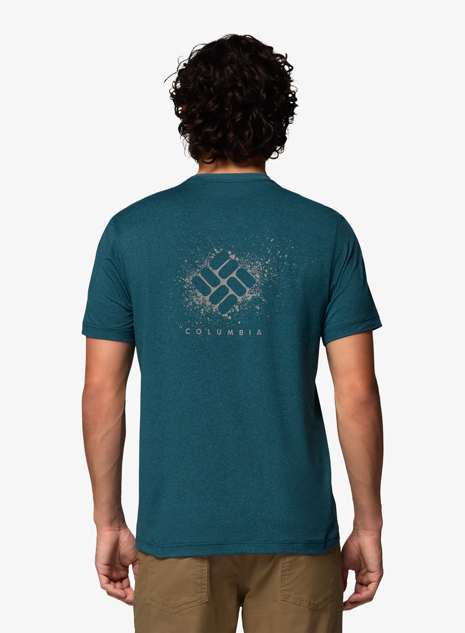 Športna majica Columbia Parsons Point S/S Back Graphic Tee - everblue heather/splatter gem