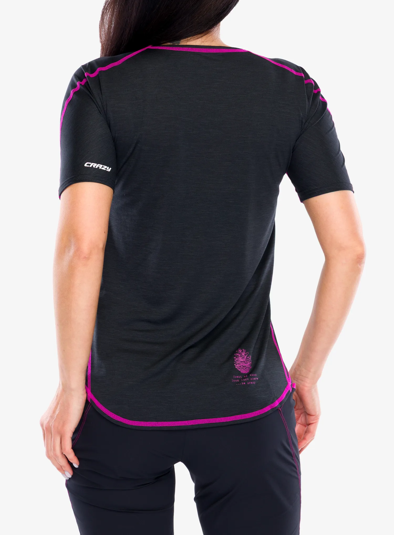 Ženska športna majica Crazy Shirt Exit - pop/black