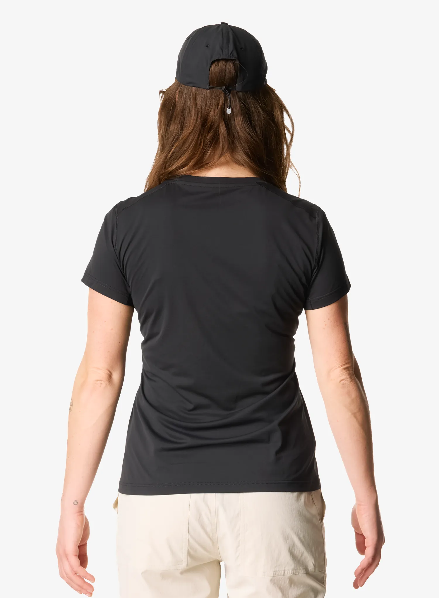 Ženska športna majica Houdini Pace Air Message Tee - true black/houdini logo