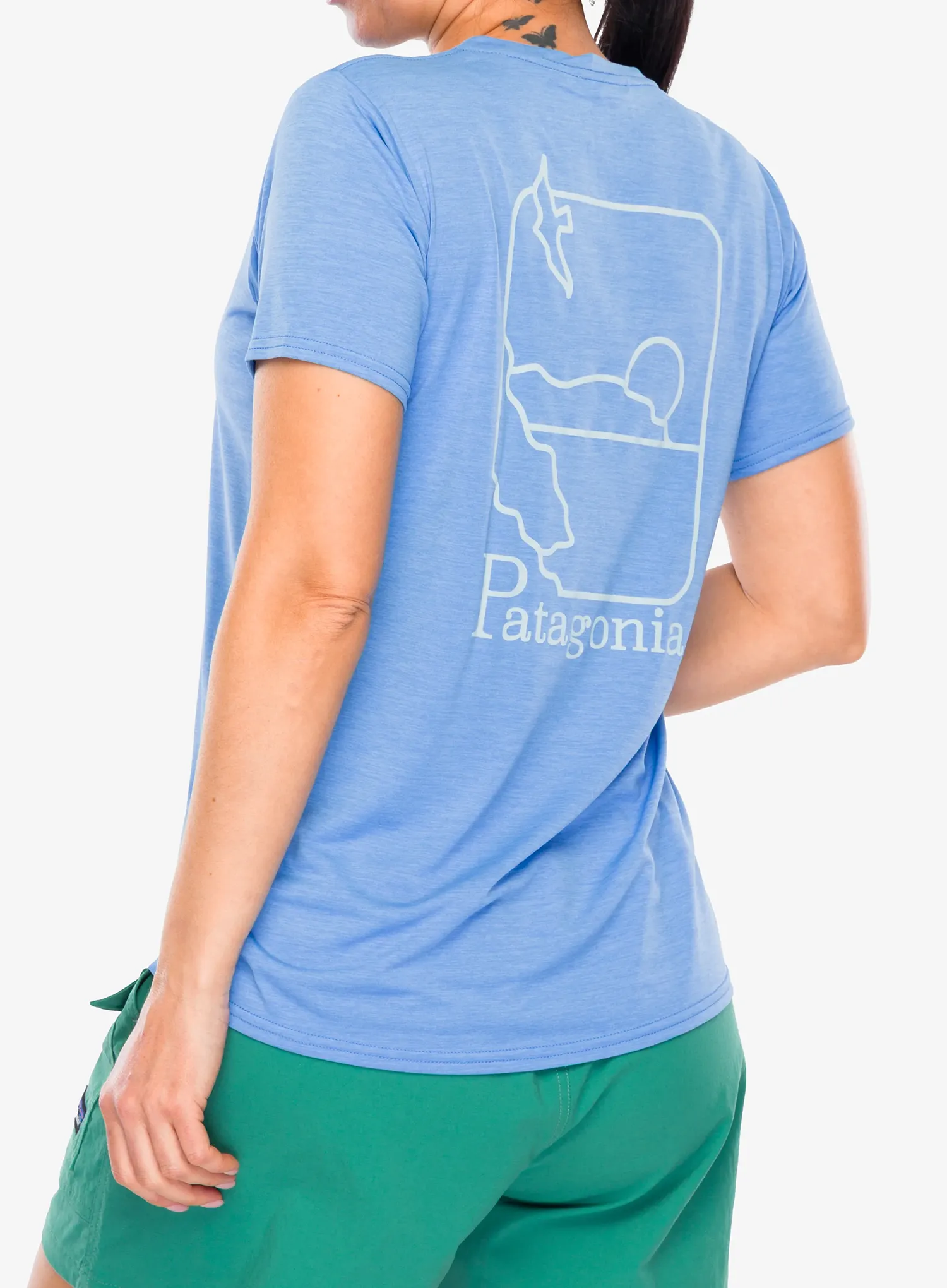 Ženska športna majica Patagonia Cap Cool Daily Graphic Shirt Waters - swelldrifter/abundant blue