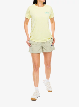 Ženska športna majica Patagonia Cap Cool Daily Shirt Trailcheck - lemon zest
