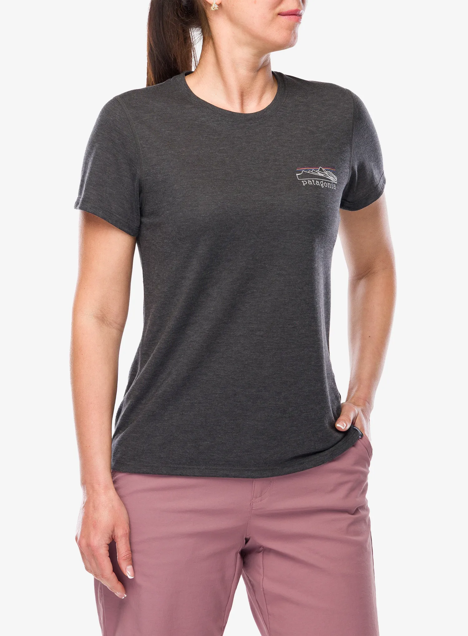 Ženska športna majica Patagonia Cap Cool Trail Shirt Stratapeaks - ink black
