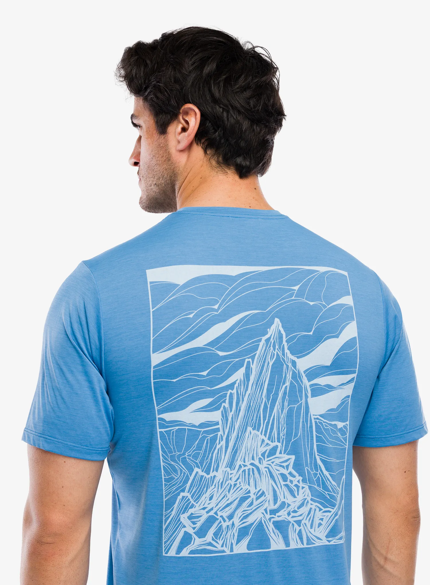 Športna majica Patagonia Cap Cool Daily Shirt Cloud Crag - shore blue/l.shore blue x-dye