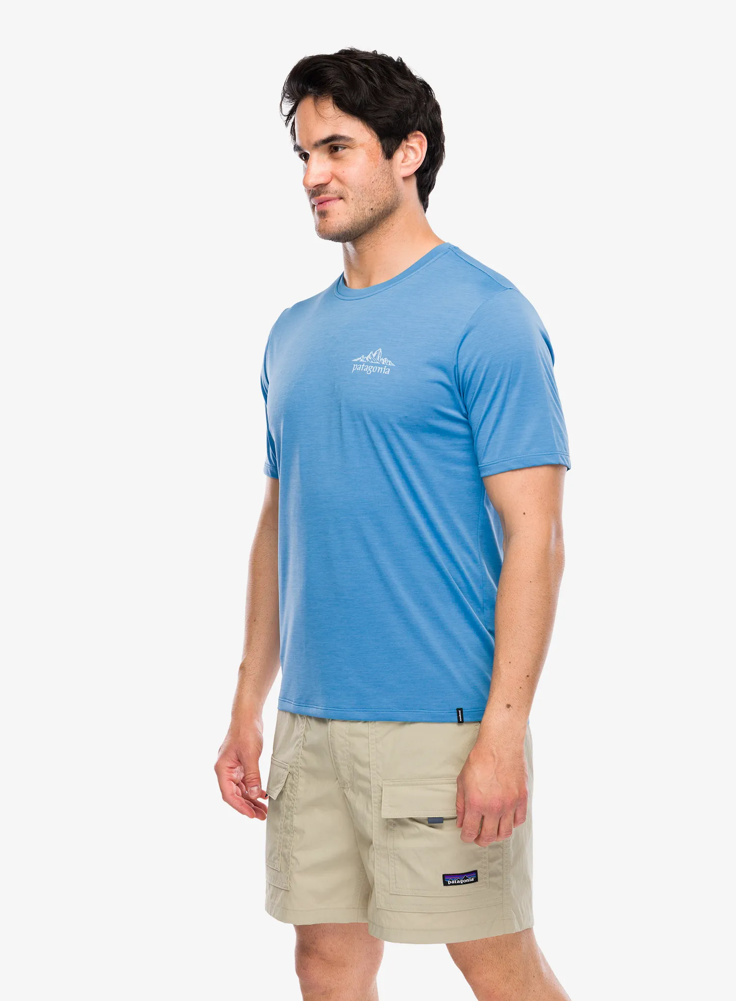 Športna majica Patagonia Cap Cool Daily Shirt Cloud Crag - shore blue/l.shore blue x-dye