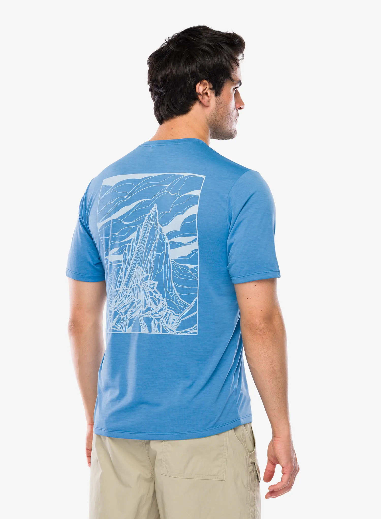 Športna majica Patagonia Cap Cool Daily Shirt Cloud Crag - shore blue/l.shore blue x-dye