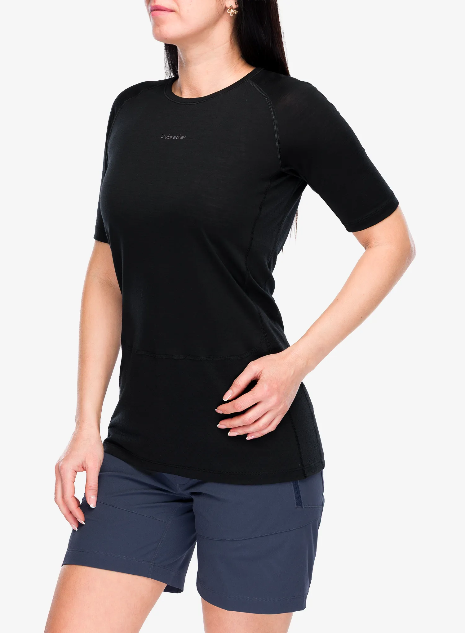 Ženska termo majica Icebreaker Merino 125 ZoneKnit SS Crewe - black