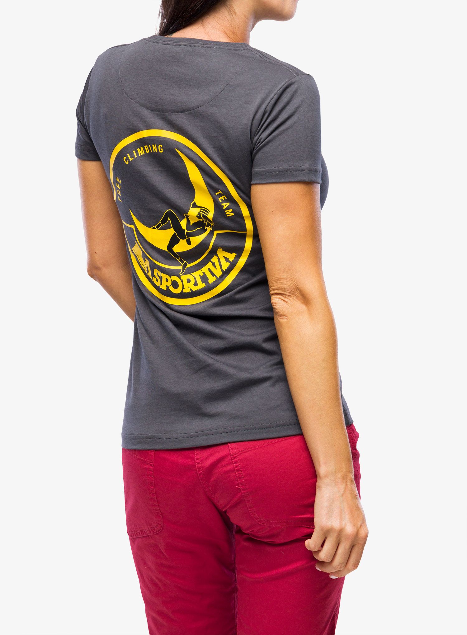 Ženska majica La Sportiva Climbing on the Moon T-Shirt - carbon/giallo