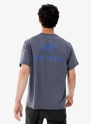 Majica s potiskom Arcteryx Kragg SL Cotton Bird Word SS - dk stratus/fluidity