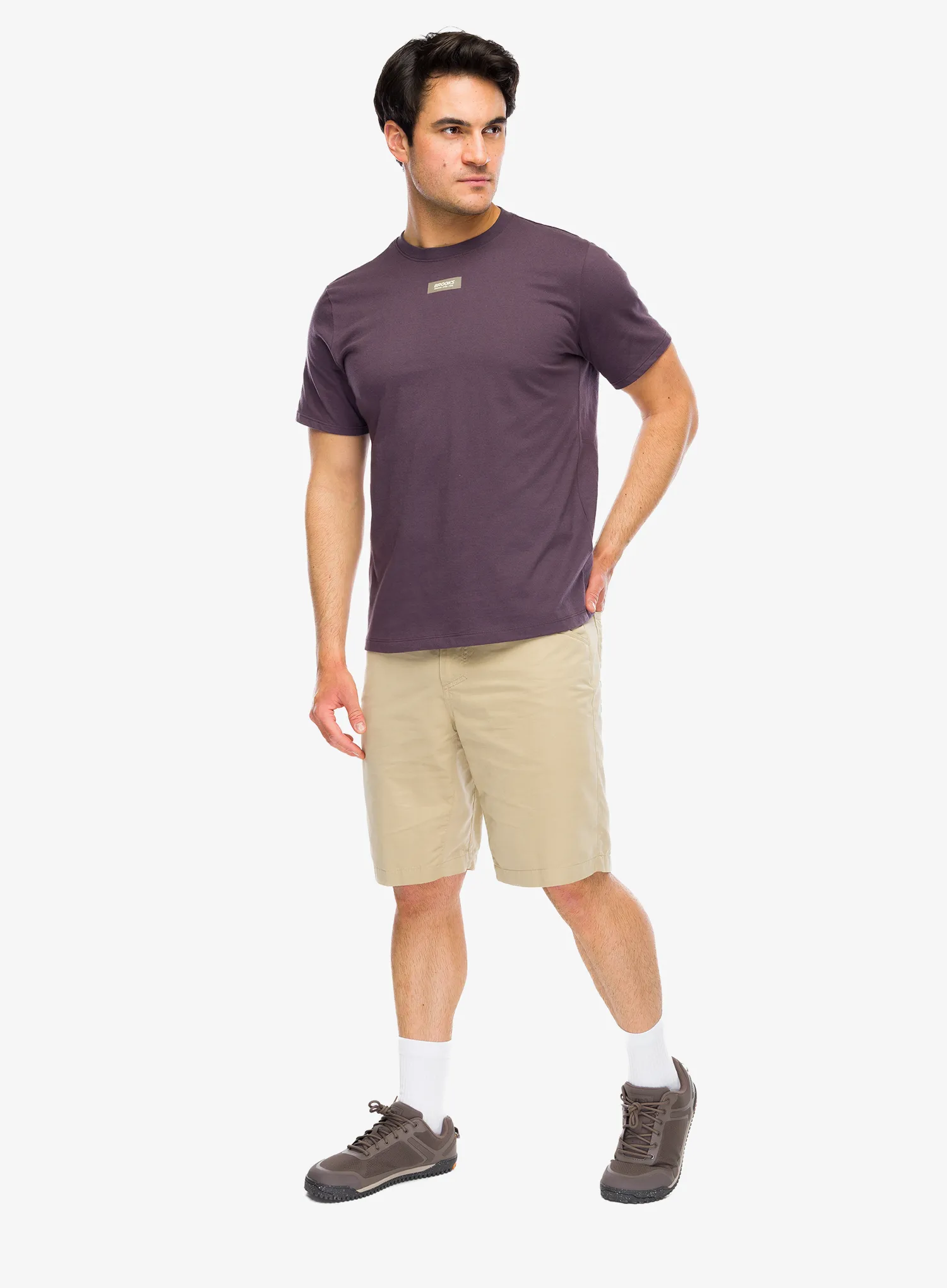 Majica s potiskom Brooks Graphic Short Sleeve - dk russet/atomic blue