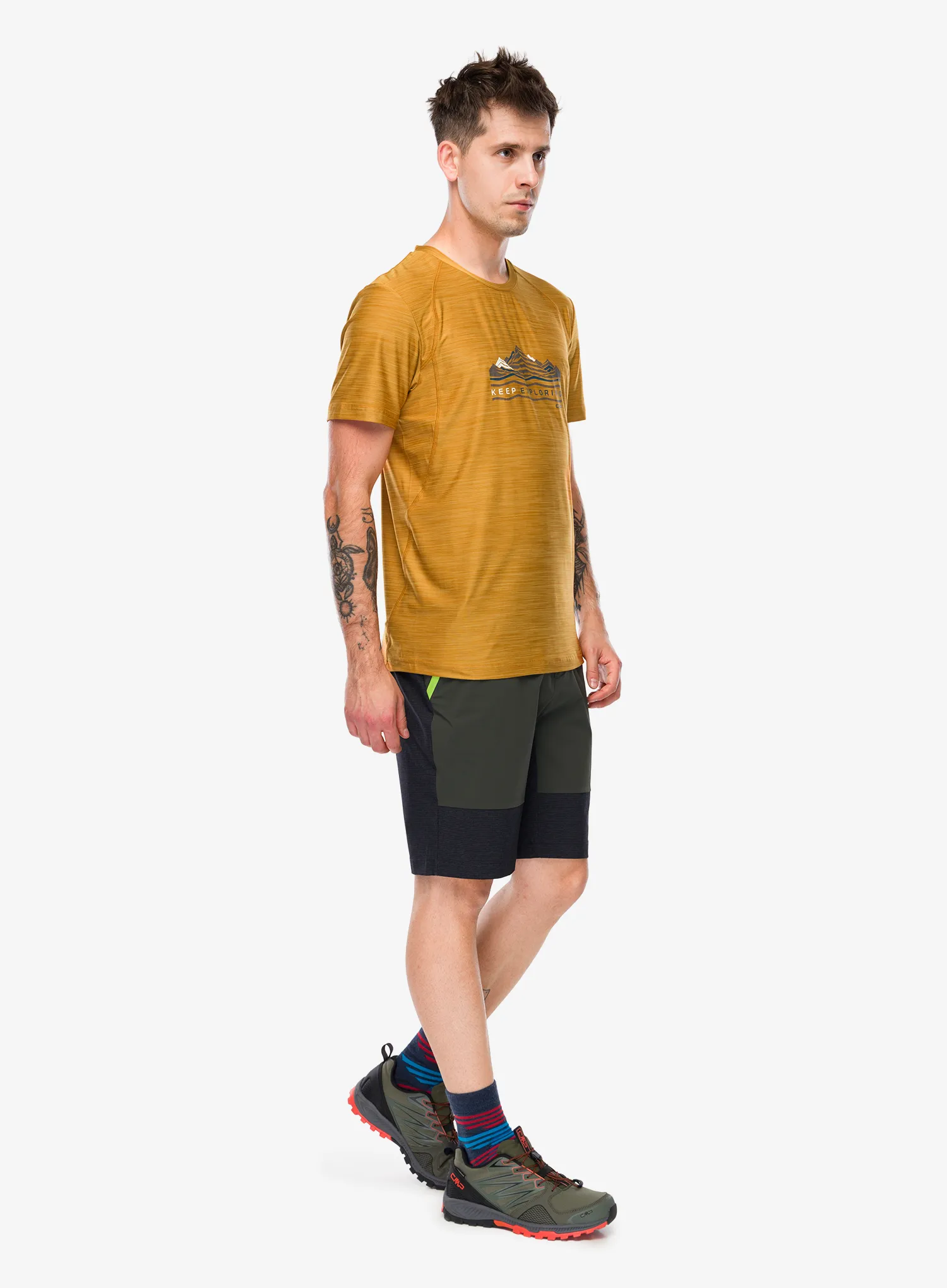Majica s potiskom CMP Toto T-Shirt Melange Stretch Jersey - curcuma