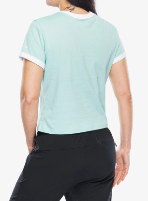 Ženska majica s potiskom Columbia Rolling Bend Graphic Ringer Tee - spray/elevated script