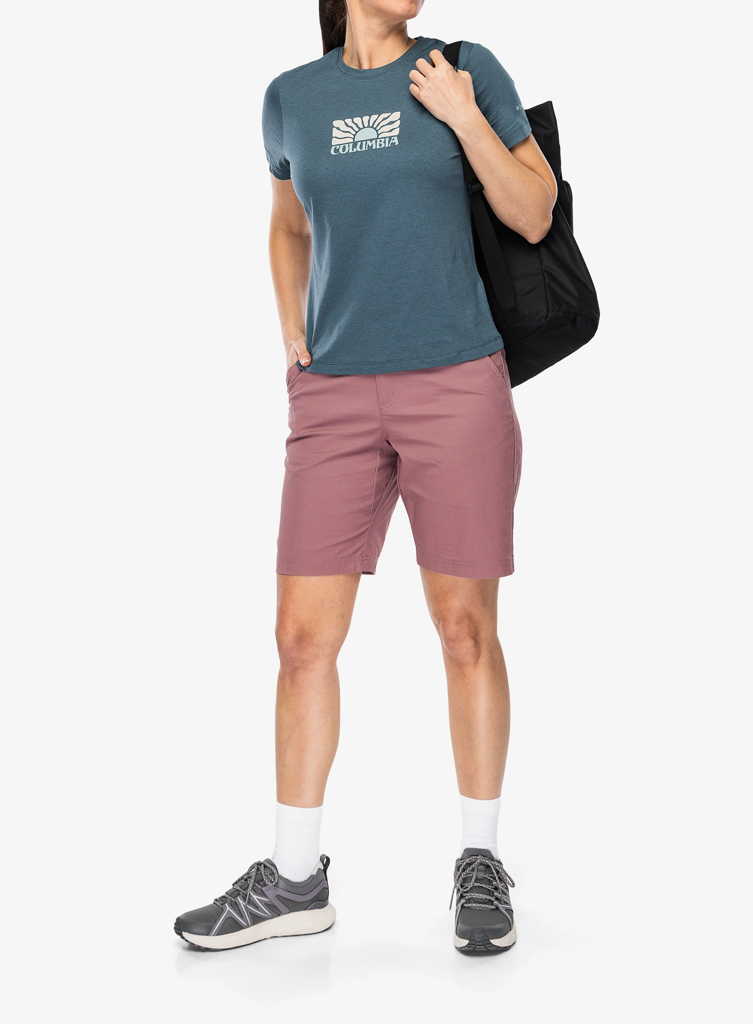 Ženska majica s potiskom Columbia Ruby Springs Graphic Fitted S/S - everblue/brandrise