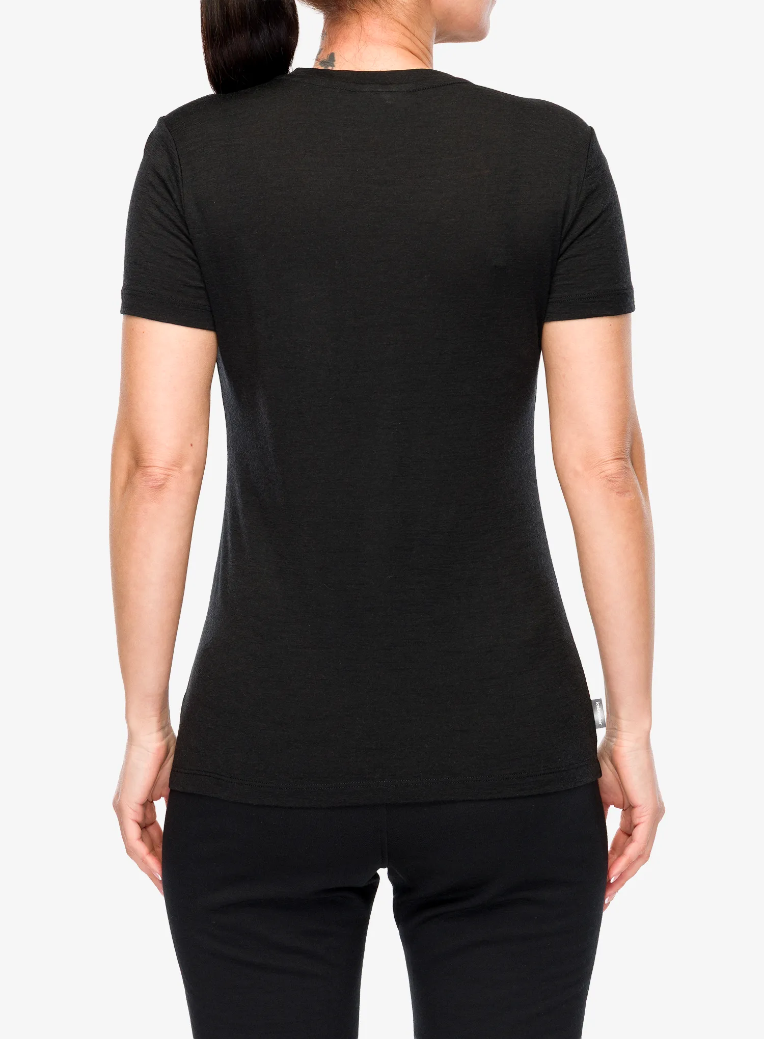 Ženska majica s potiskom Icebreaker Merino 150 Tech Lite III SS Tee Hike Path - black