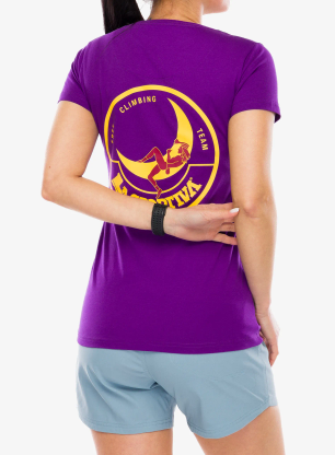 Ženska majica s potiskom La Sportiva Climbing on the Moon T-Shirt - purple/yellow