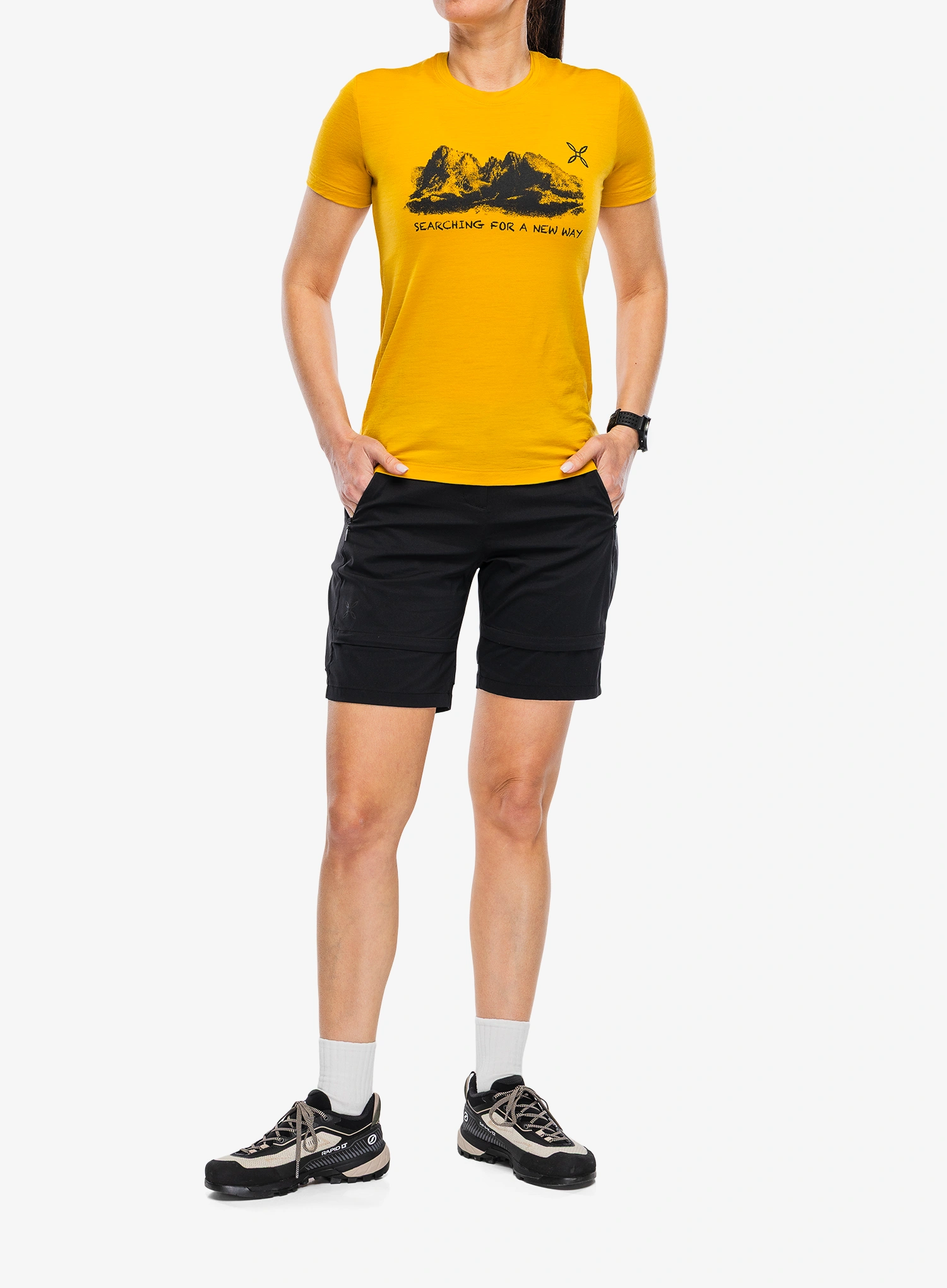 Ženska majica s potiskom Montura Peaks Merino T-Shirt - mustard/mustard