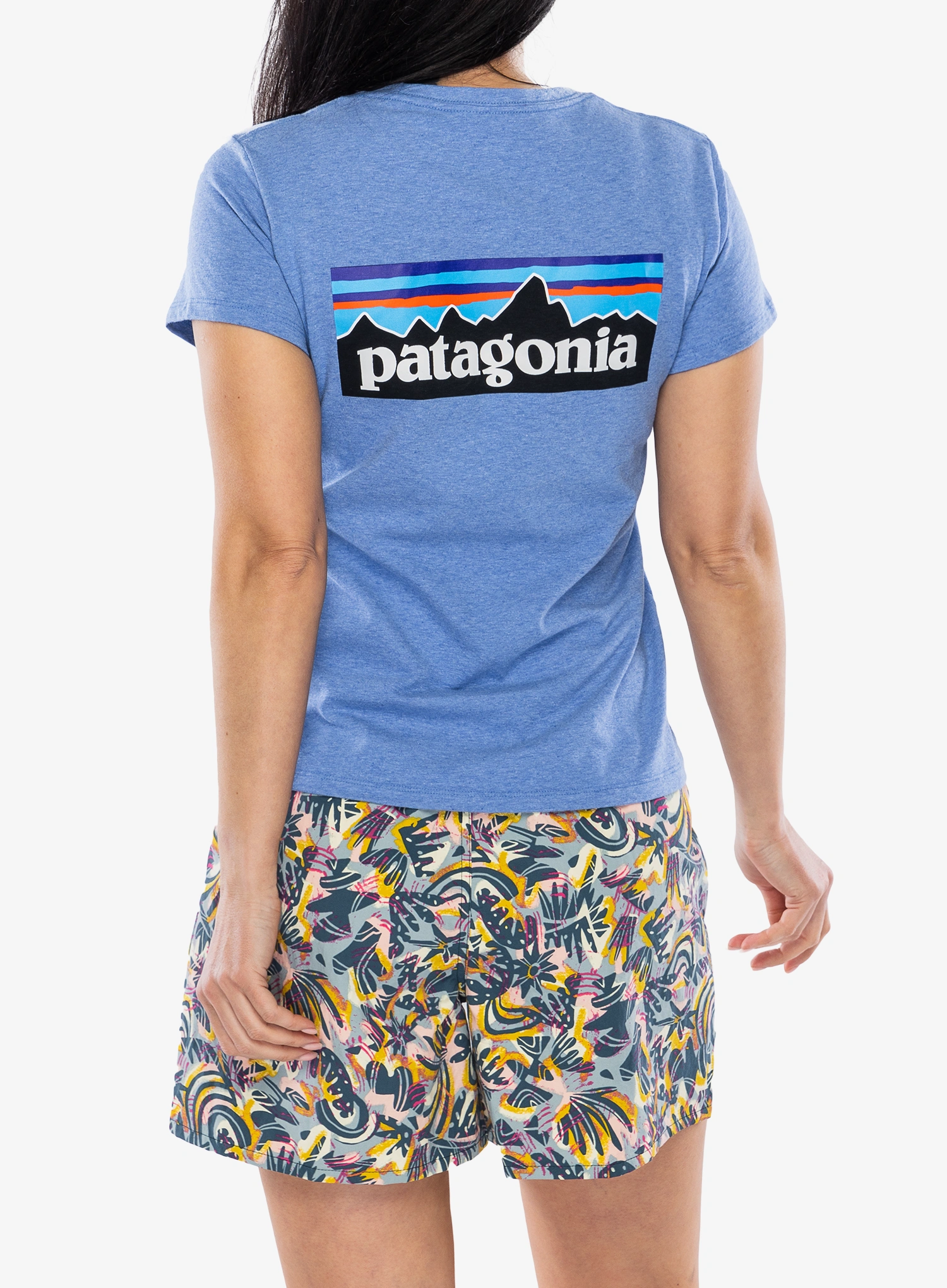 Ženska majica s potiskom Patagonia P-6 Logo Responsibili-Tee - abundant blue