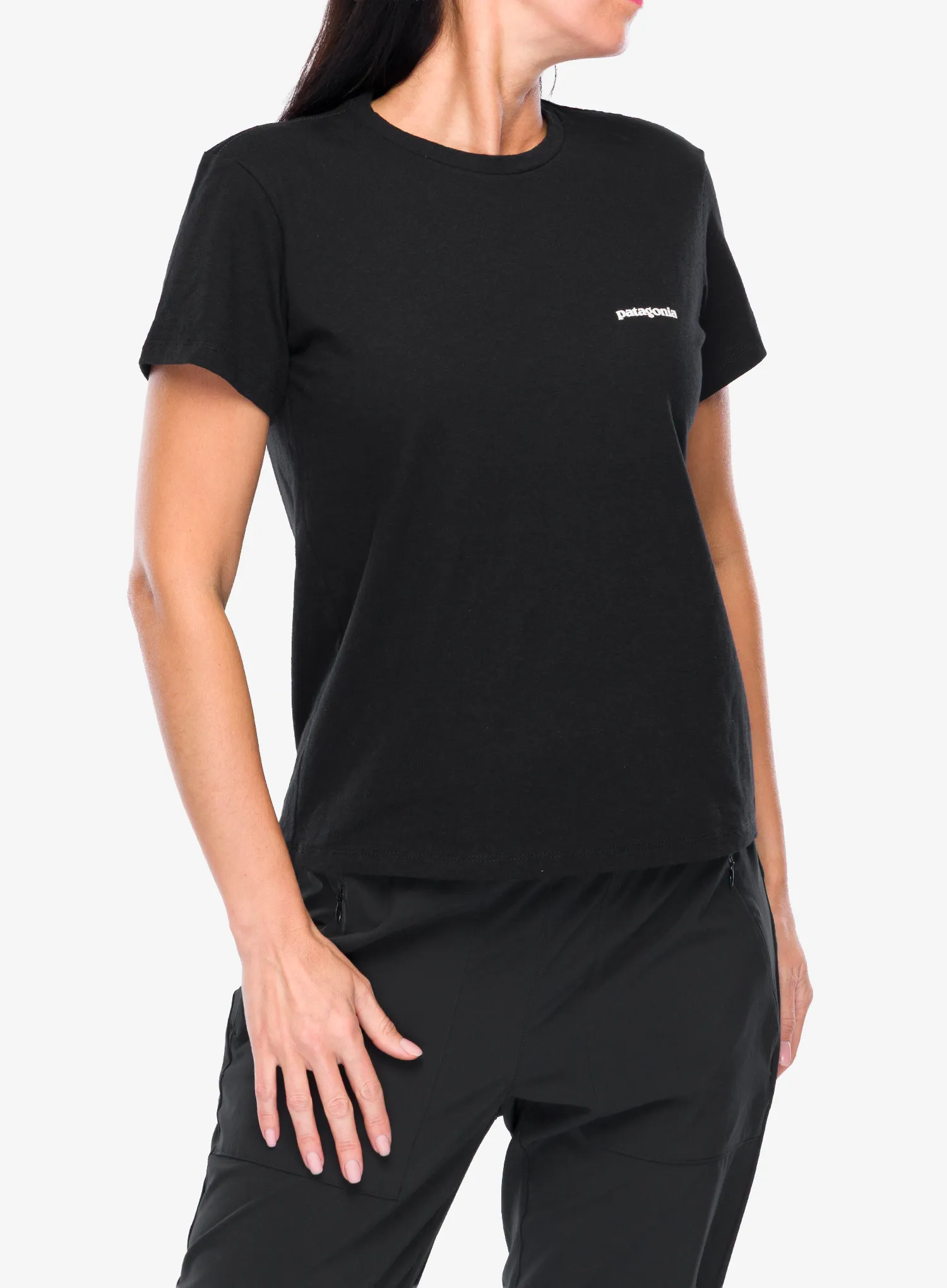 Ženska majica s potiskom Patagonia P-6 Logo Responsibili-Tee - black
