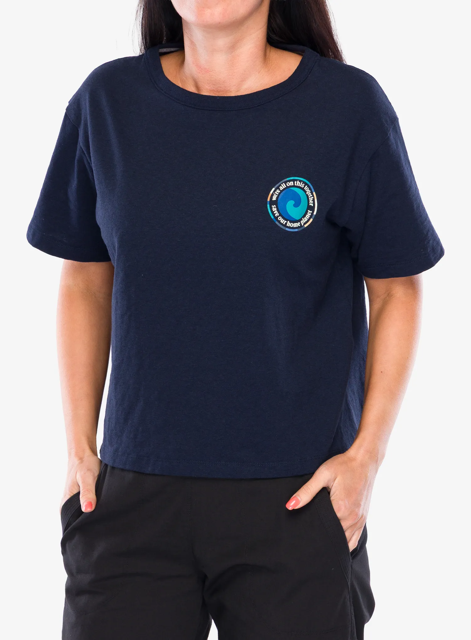 Ženska majica s potiskom Patagonia Unity Fitz Easy Cut Responsibili-Tee - new navy
