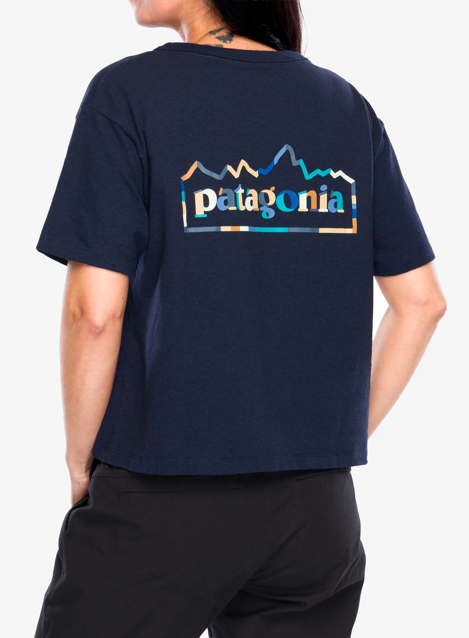 Ženska majica s potiskom Patagonia Unity Fitz Easy Cut Responsibili-Tee - new navy