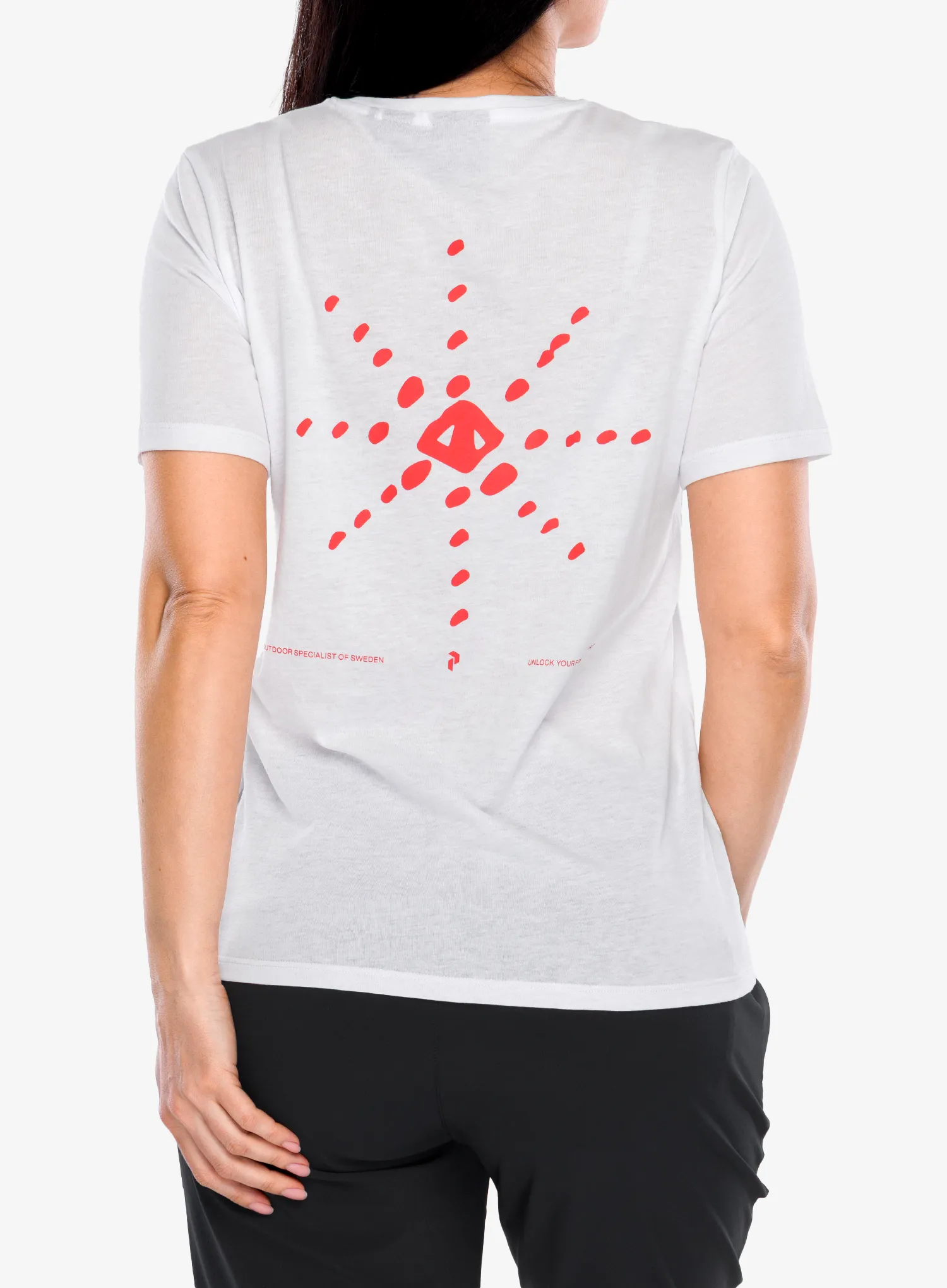 Ženska majica s potiskom Peak Performance Explore Graphic Tee - white