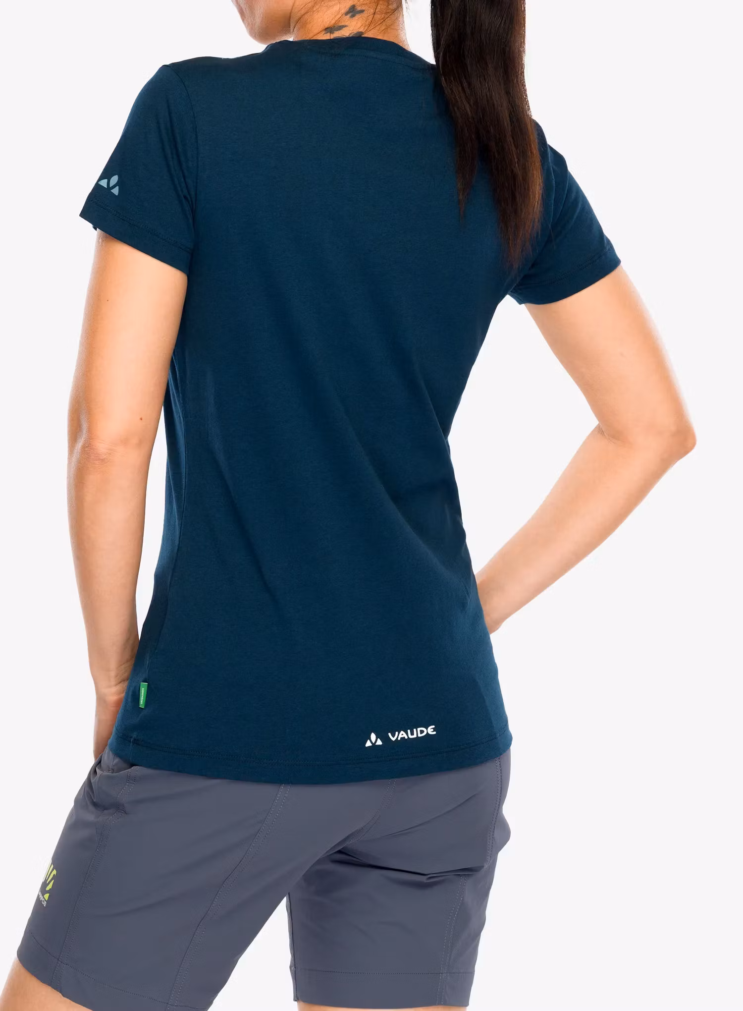 Ženska majica s potiskom Vaude Cyclist T-Shirt V - dark sea/blue