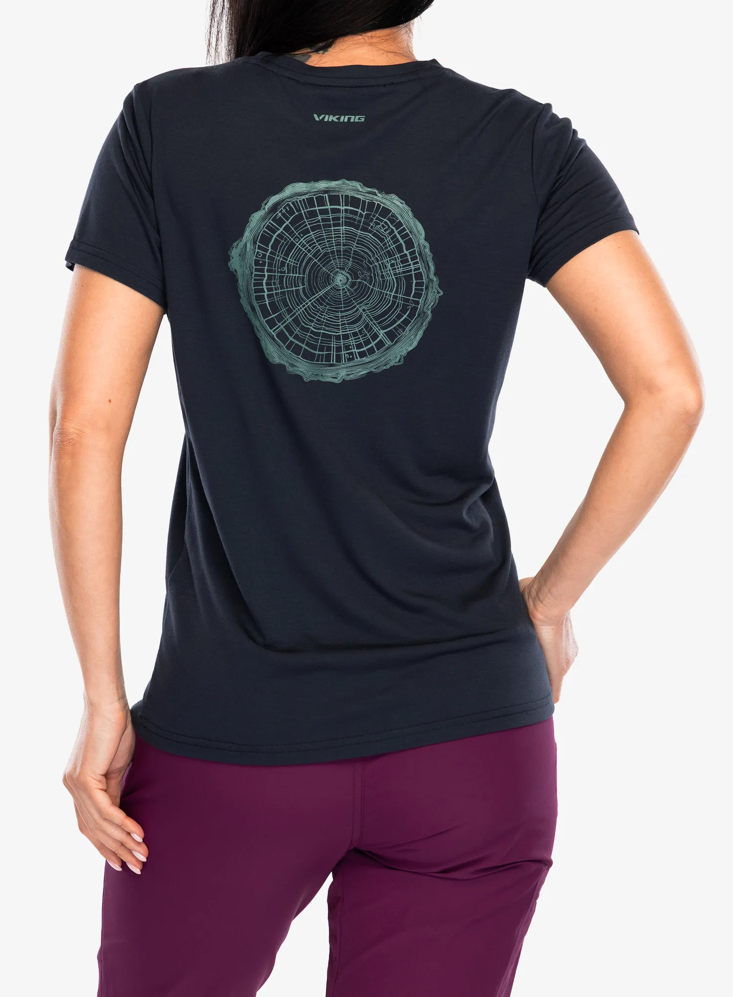 Ženska majica s potiskom Viking Rune Bamboo - navy/turquise